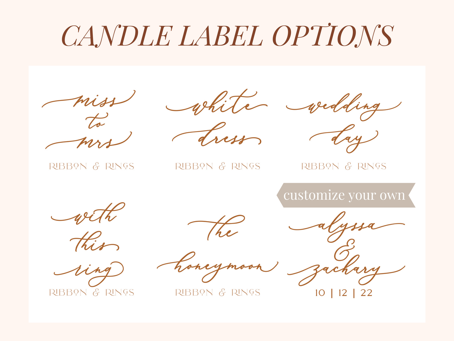 Customized Text Options for Personalized Wedding Gift Candle