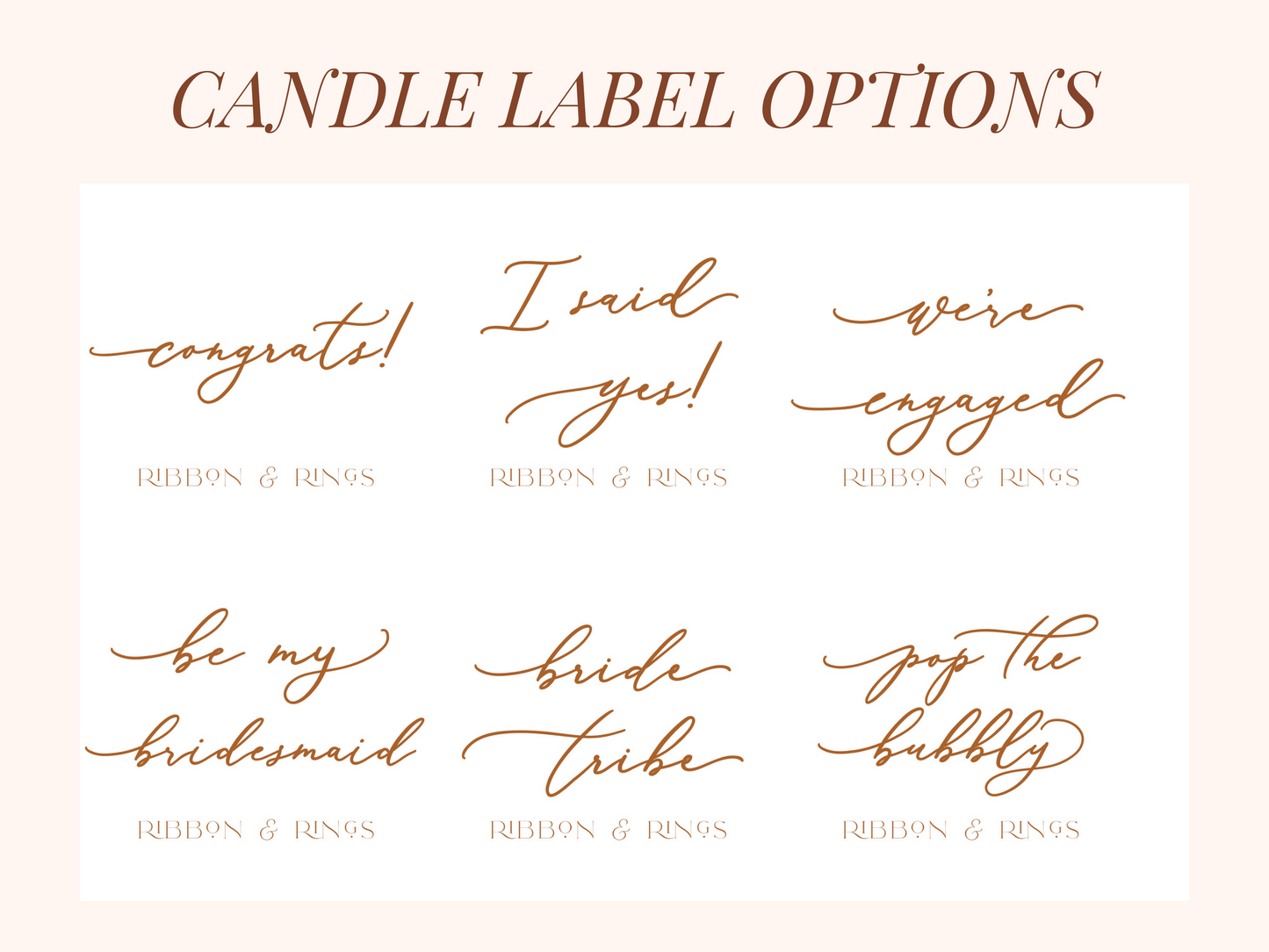 Text Options for Calligraphy on Personalized Wedding Candle Gift