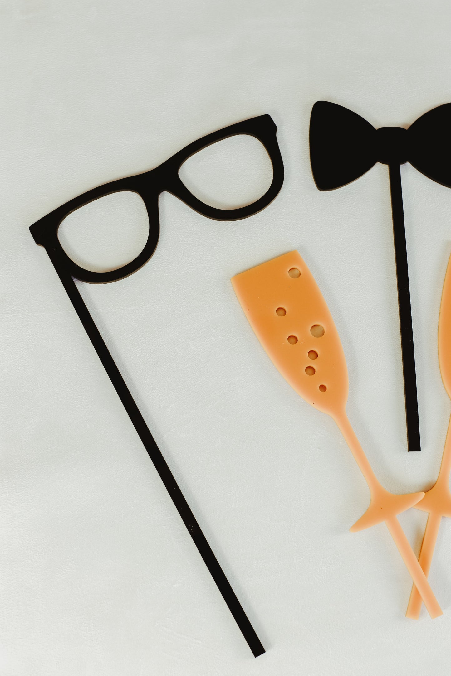 High Quality Acrylic Photo Booth Props Chamapgne and Bowtie on a Stick