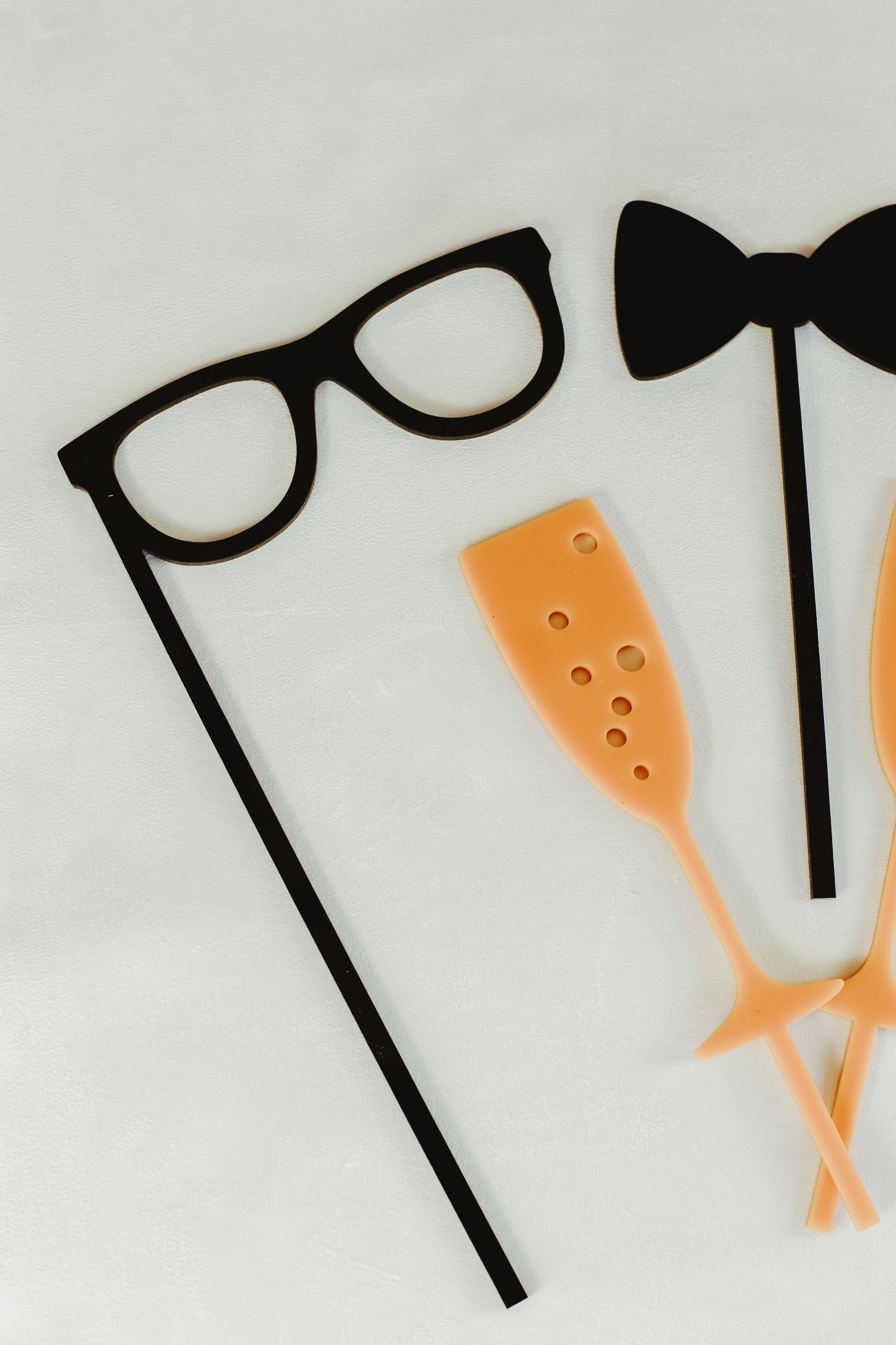 High Quality Acrylic Photo Booth Props Chamapgne and Bowtie on a Stick