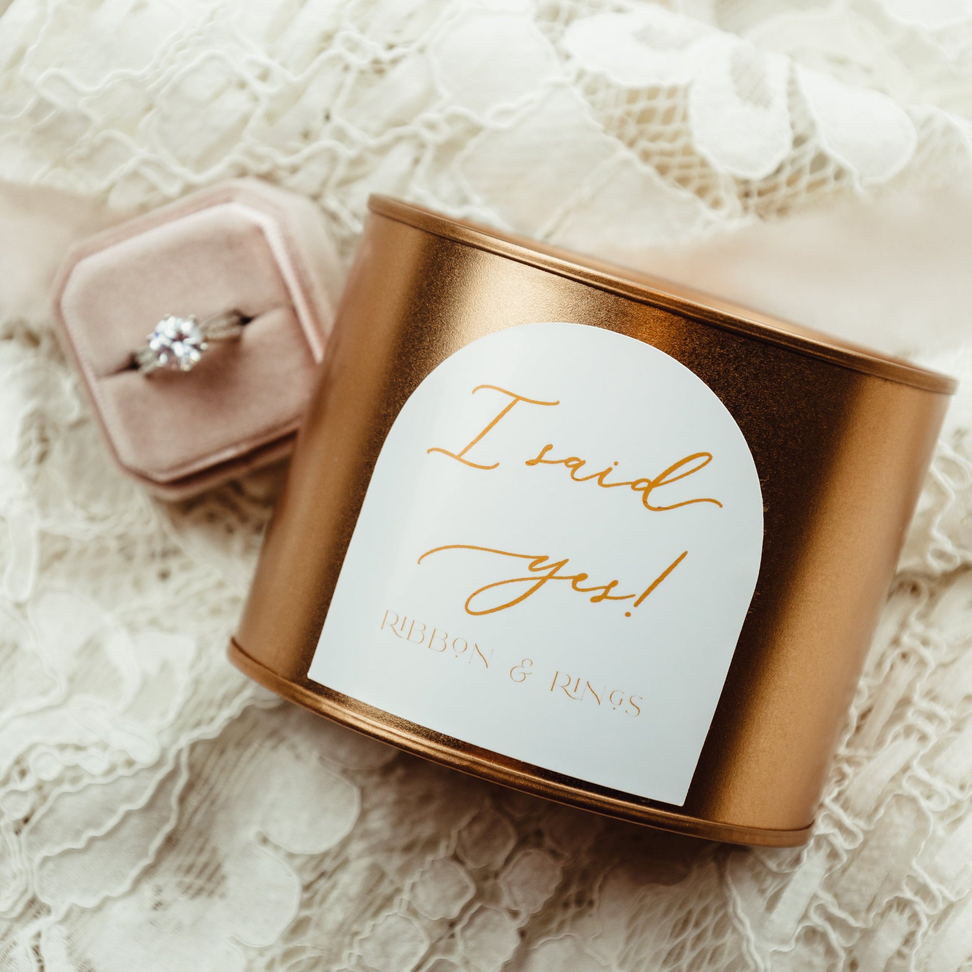 Bride Engagement Gift Candle in Gold Tin I Said Yes!