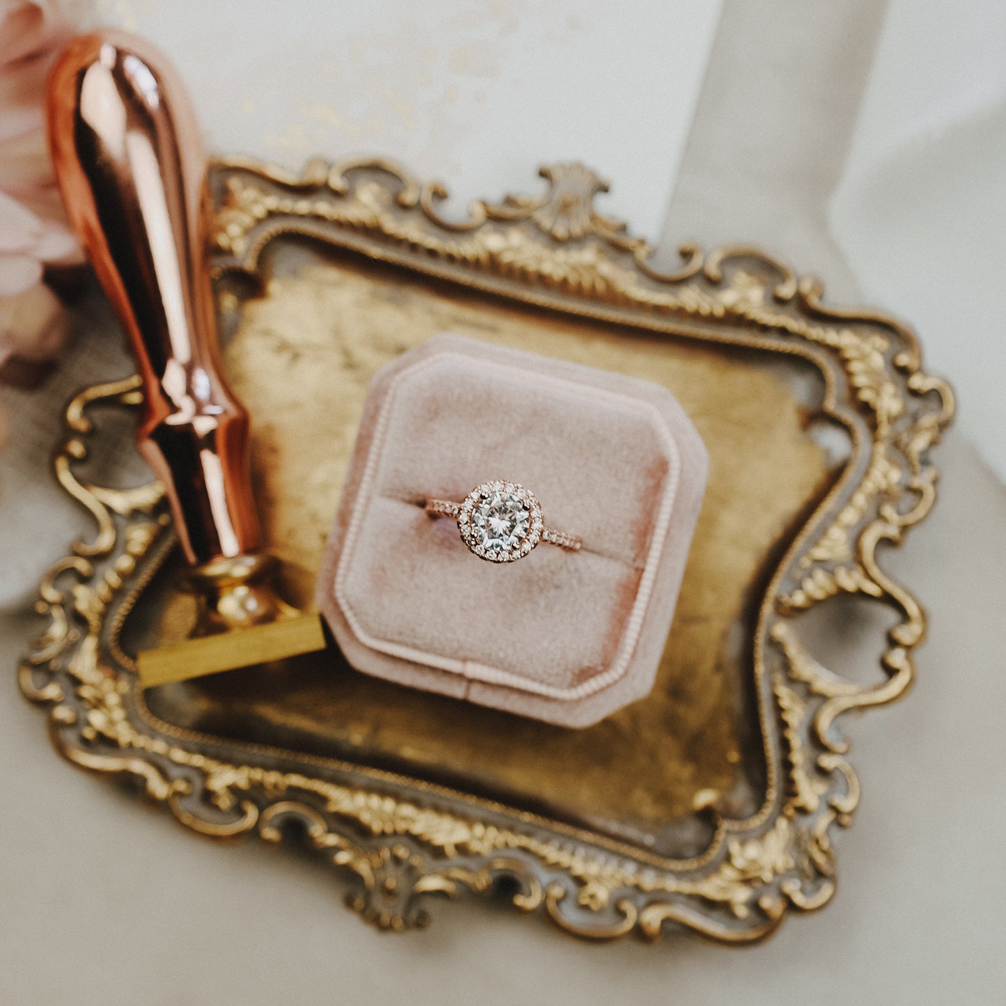 Flat Lay Photograph Prop Vintage Ring Dish in Gold Finish for Jewelry Styling