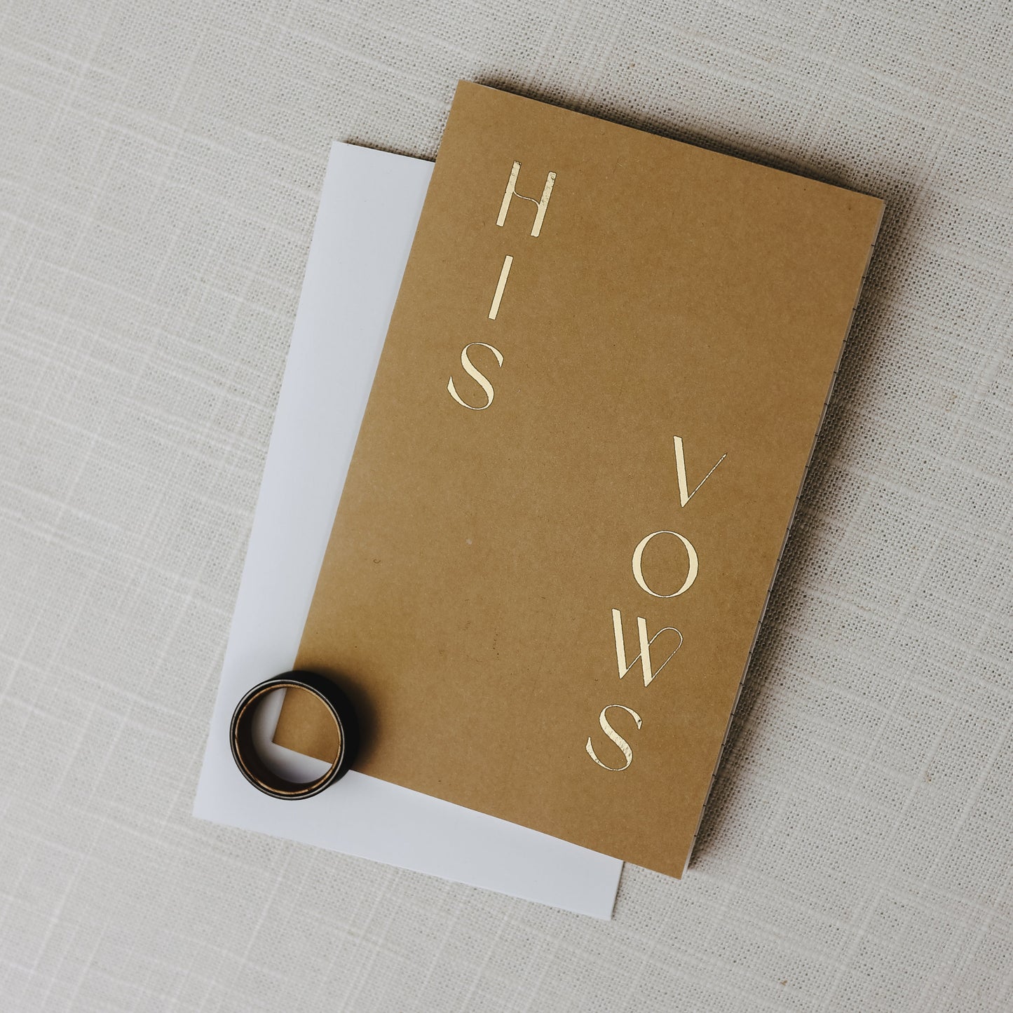 Soft touch cover vow books, handmade and personalized with foiled bride and groom names and wedding date