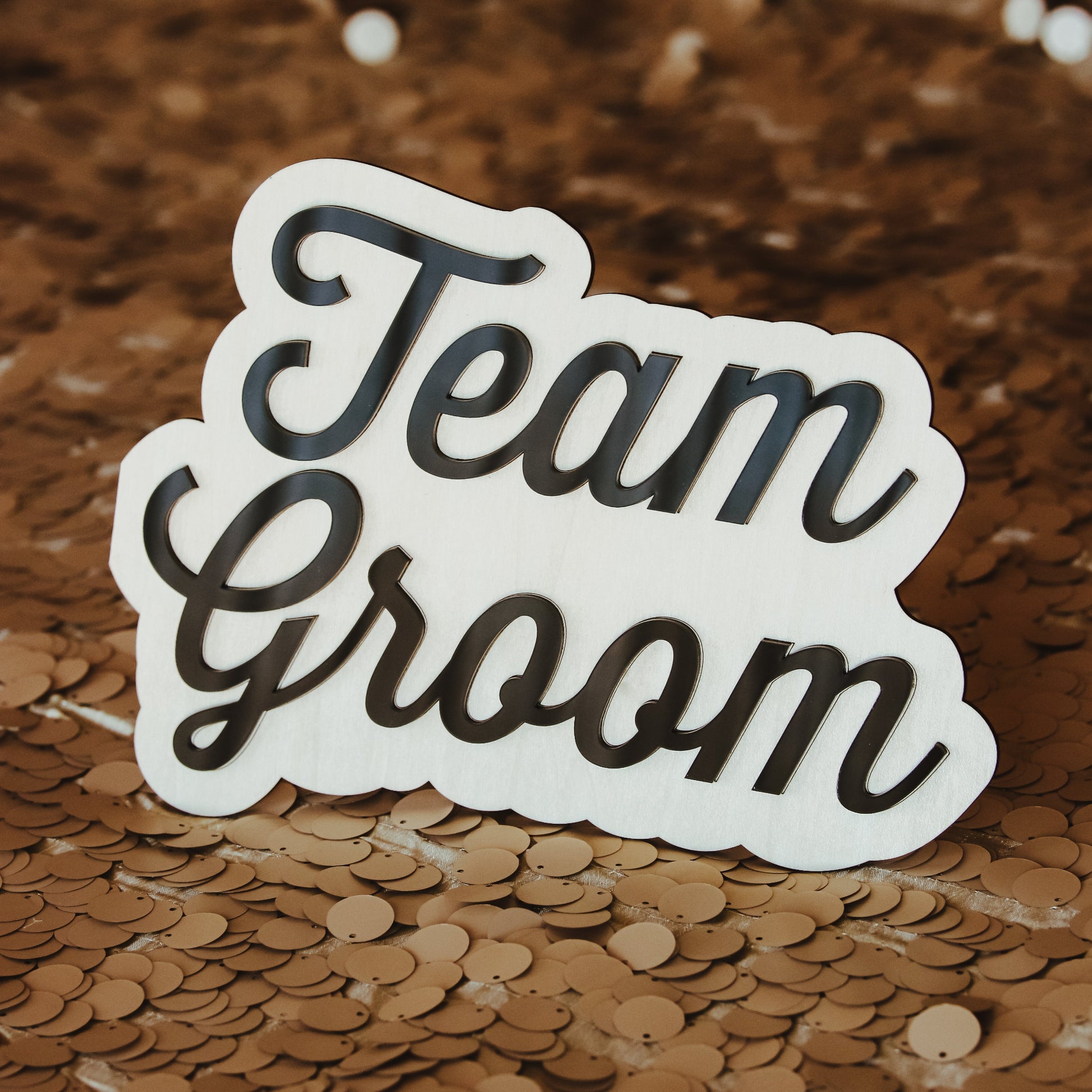 Team Groom Wedding Booth Sign in High Quality Wood and Acrylic for Sophisticated Luxe Look