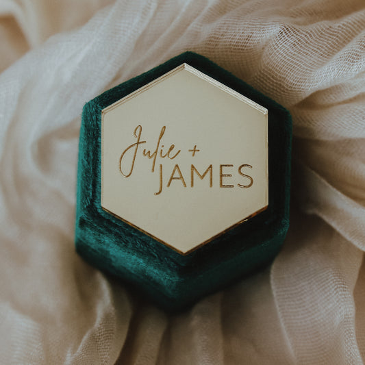 Bride and Groom Personalized Velvet Ring Box Engagement Gift for Wedding Proposal