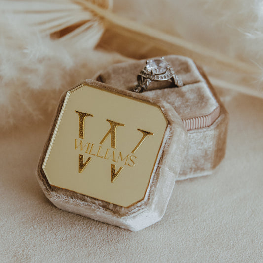 Give Your Wedding Bands a Beautiful Home in a Personalized Velvet Ring Box Perfect for your Proposal