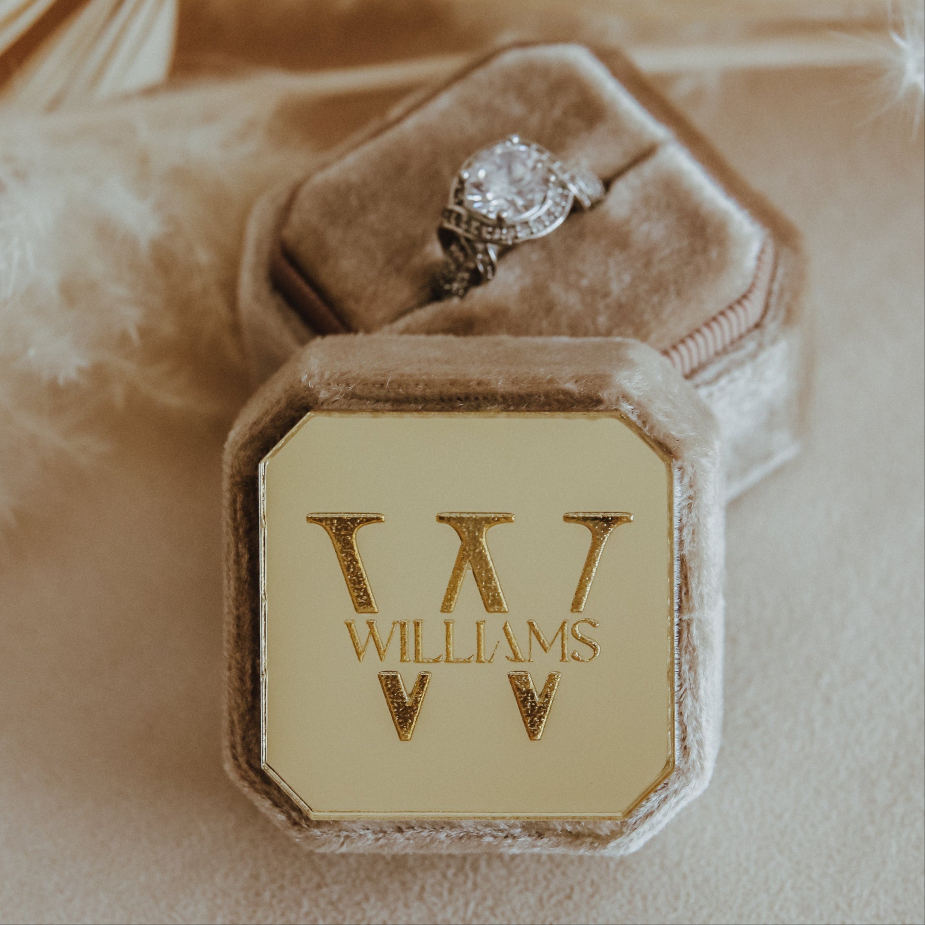 She Won't Be Able to Hold Back the Happy Tears When You Propose with this Gorgeous Monogram Ring Box in Your Choice of Color