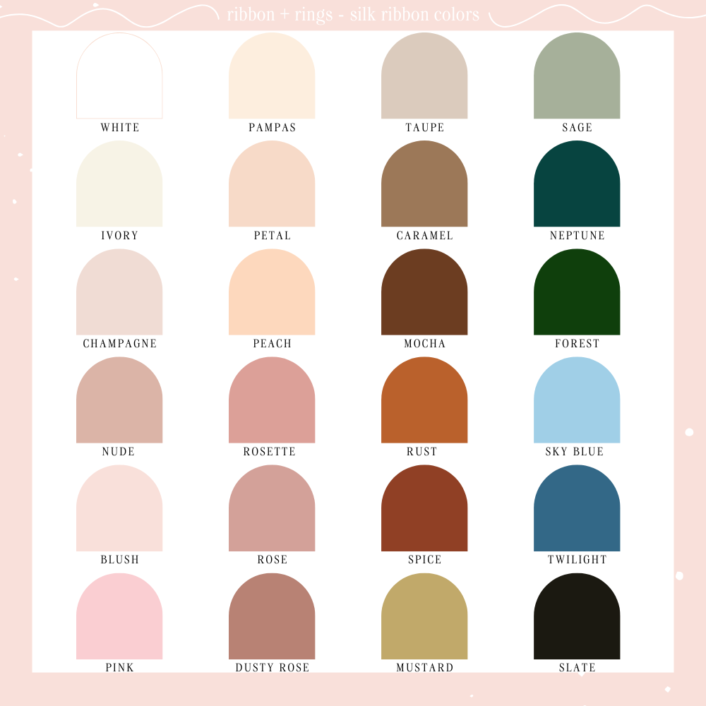 List of Silk Ribbon Colors for Velvet Vow Book Tie