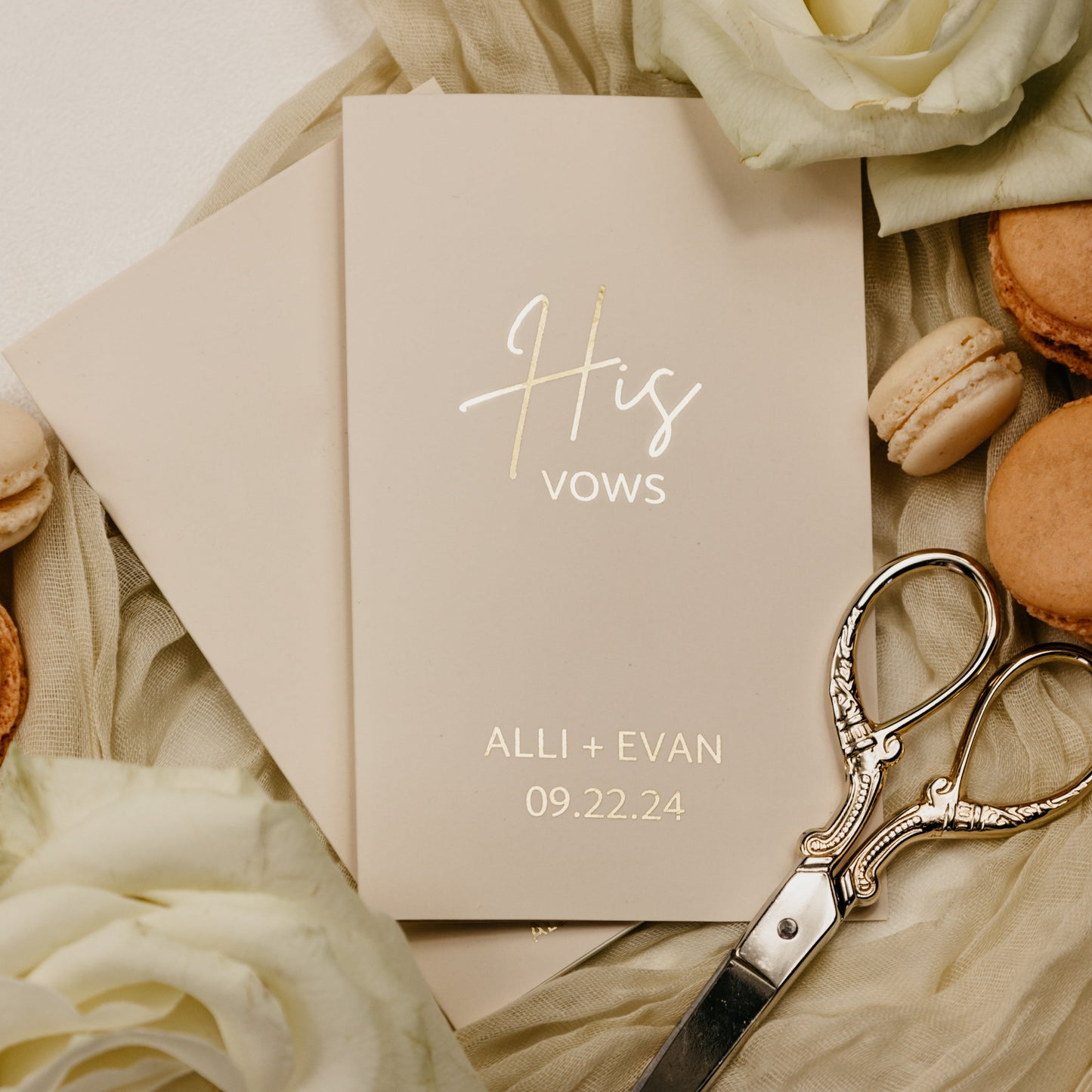 Foiled text on a soft touch cover, personalized vow books, 3.5"x5.5" handmade