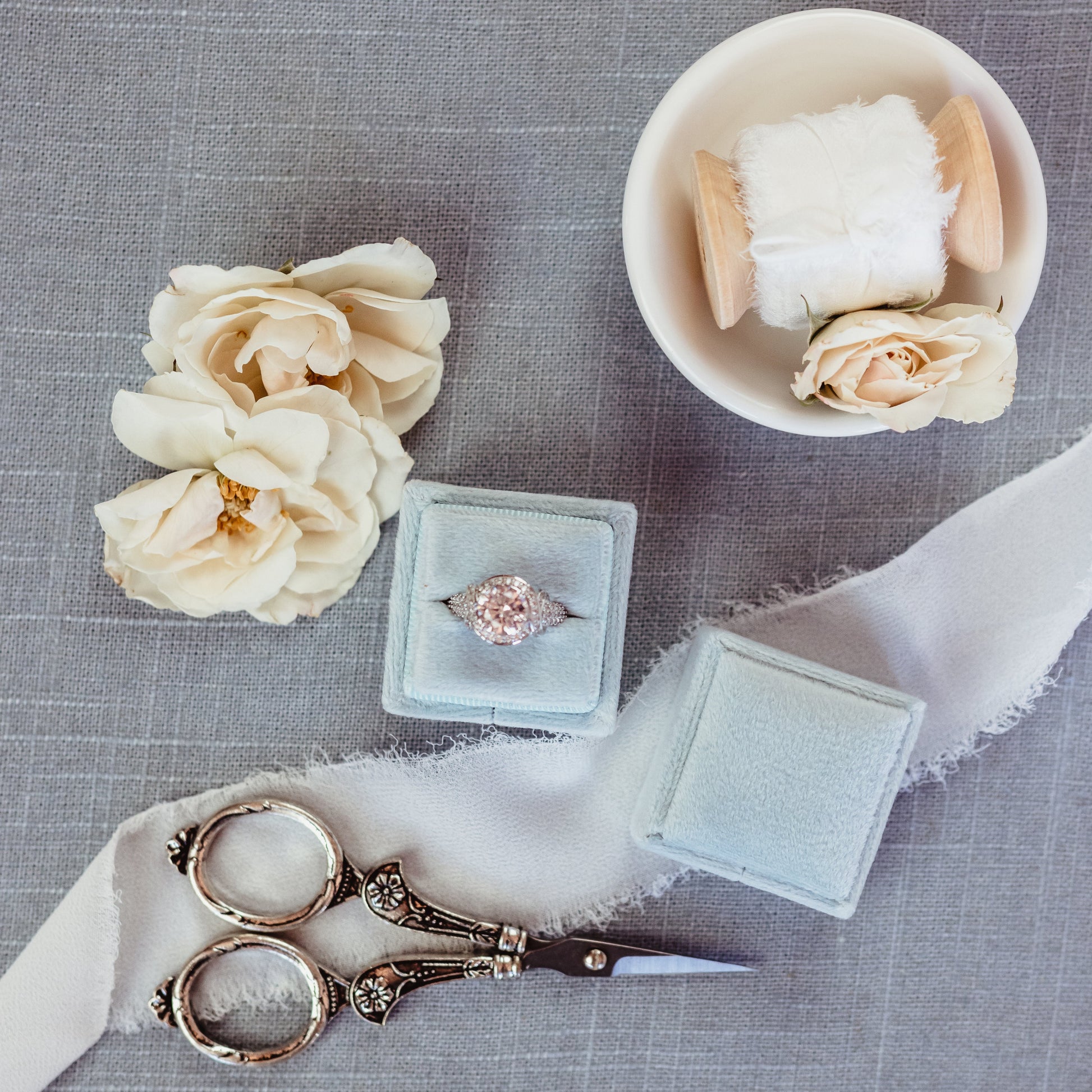 Wedding Flat Lay Styling Tools Square Ring Box Available in Many Velvet Colors Holds 1 Ring