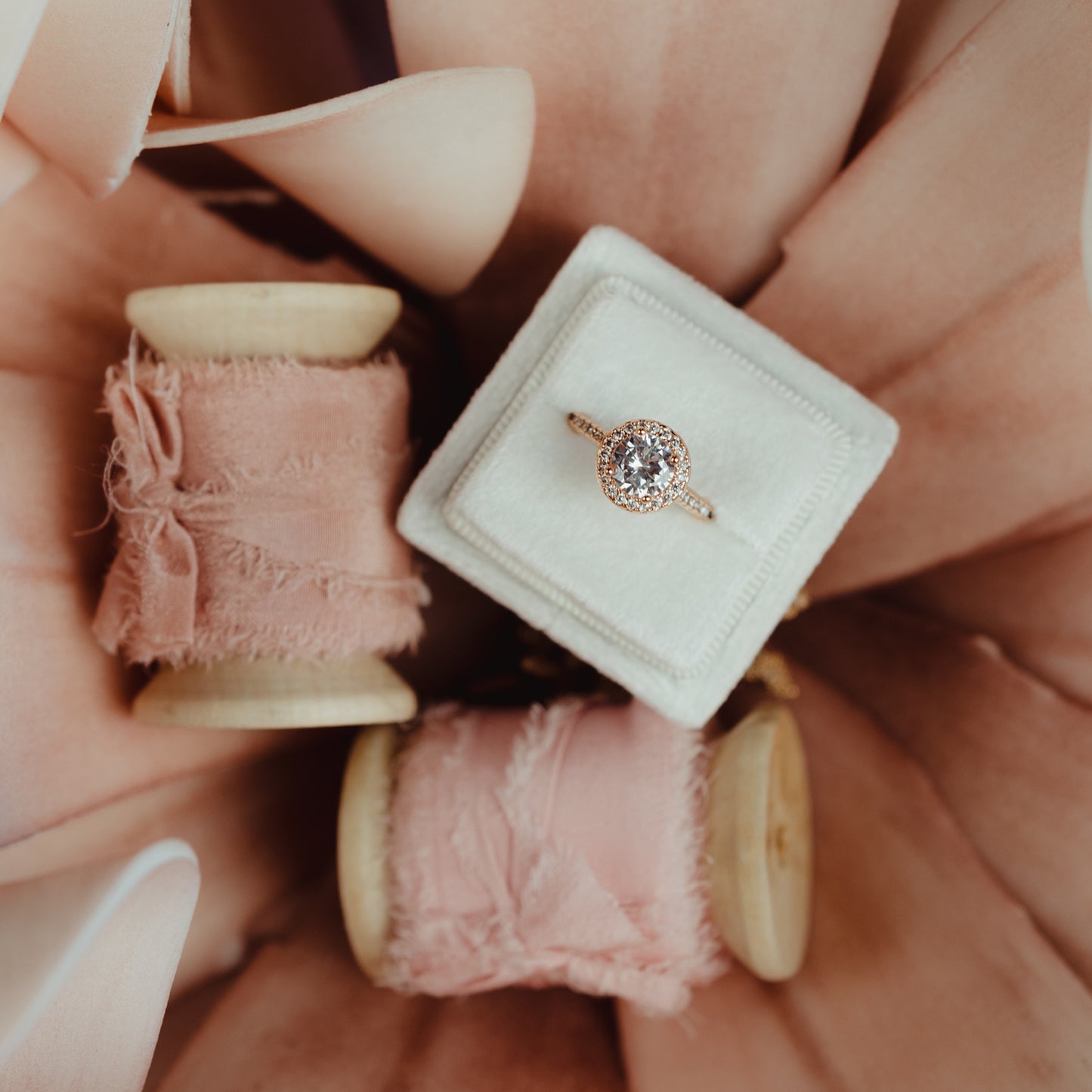 Wedding Ceremony Ring Box for Engagement Ring White Velvet Square Shape Excellent for Marriage Proposal Pop the Question in Style