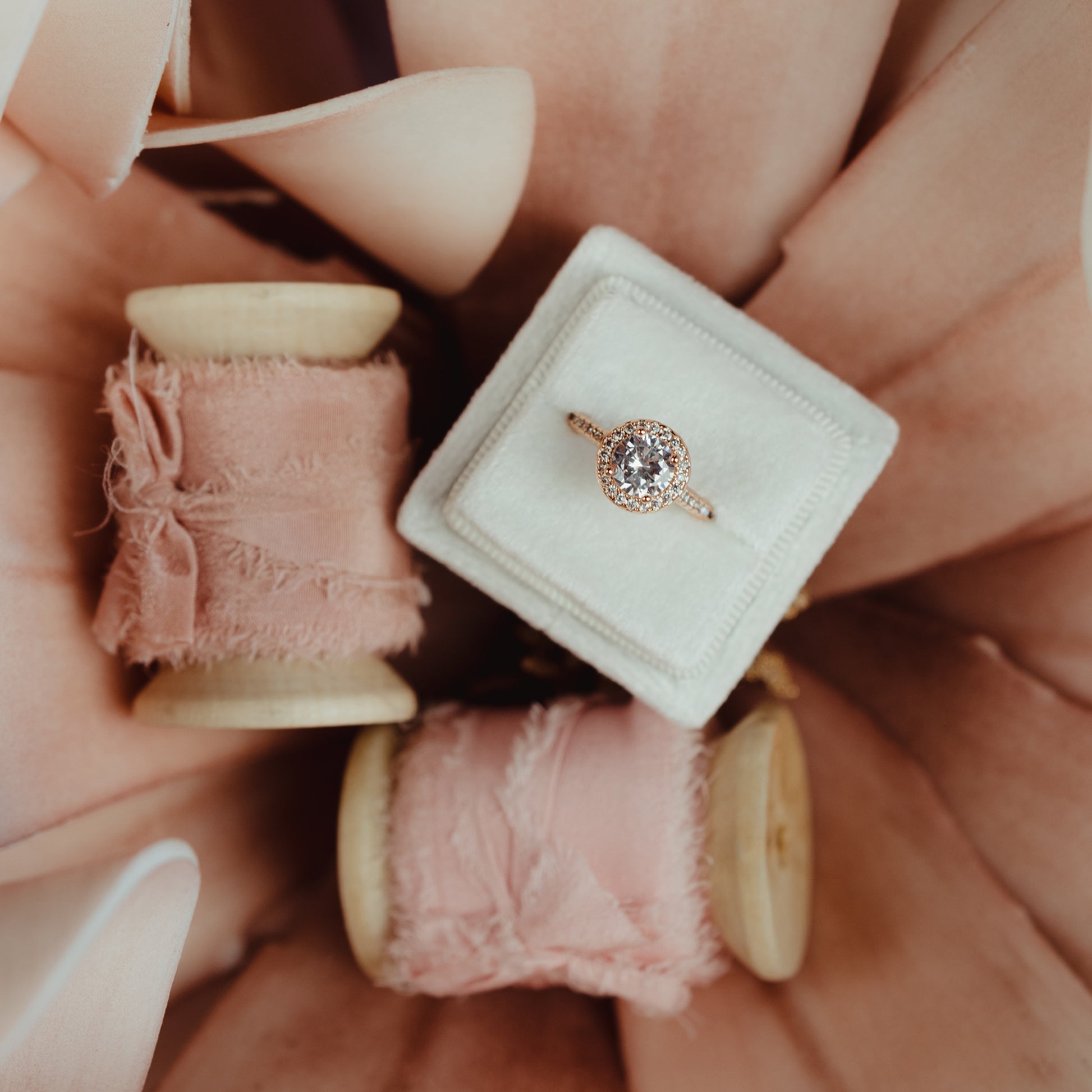 Wedding Ceremony Ring Box for Engagement Ring White Velvet Square Shape Excellent for Marriage Proposal Pop the Question in Style