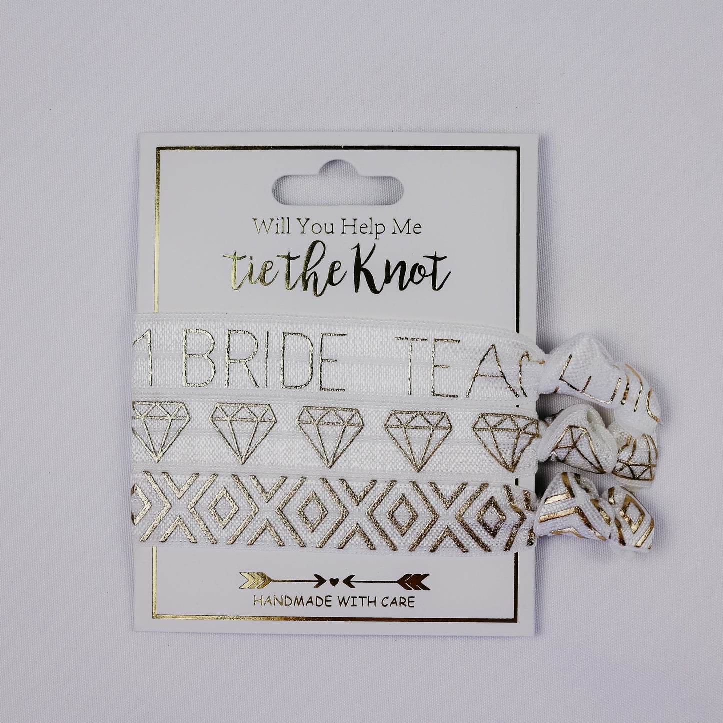 Set of Hair Ties for Bridesmaid Proposal Bridal Party in White Will You Help Me Tie the Knot