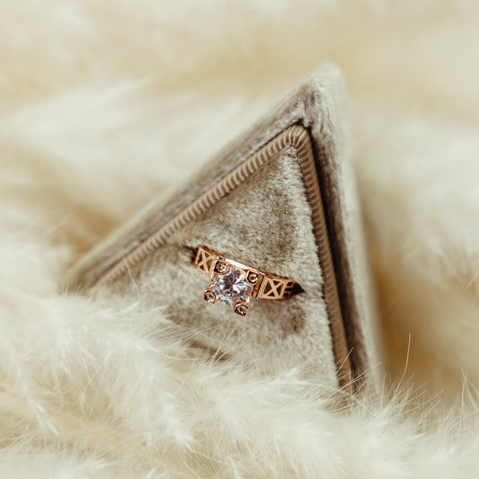 Wedding Flat Lay Prop Velvet Triangle Ring Box