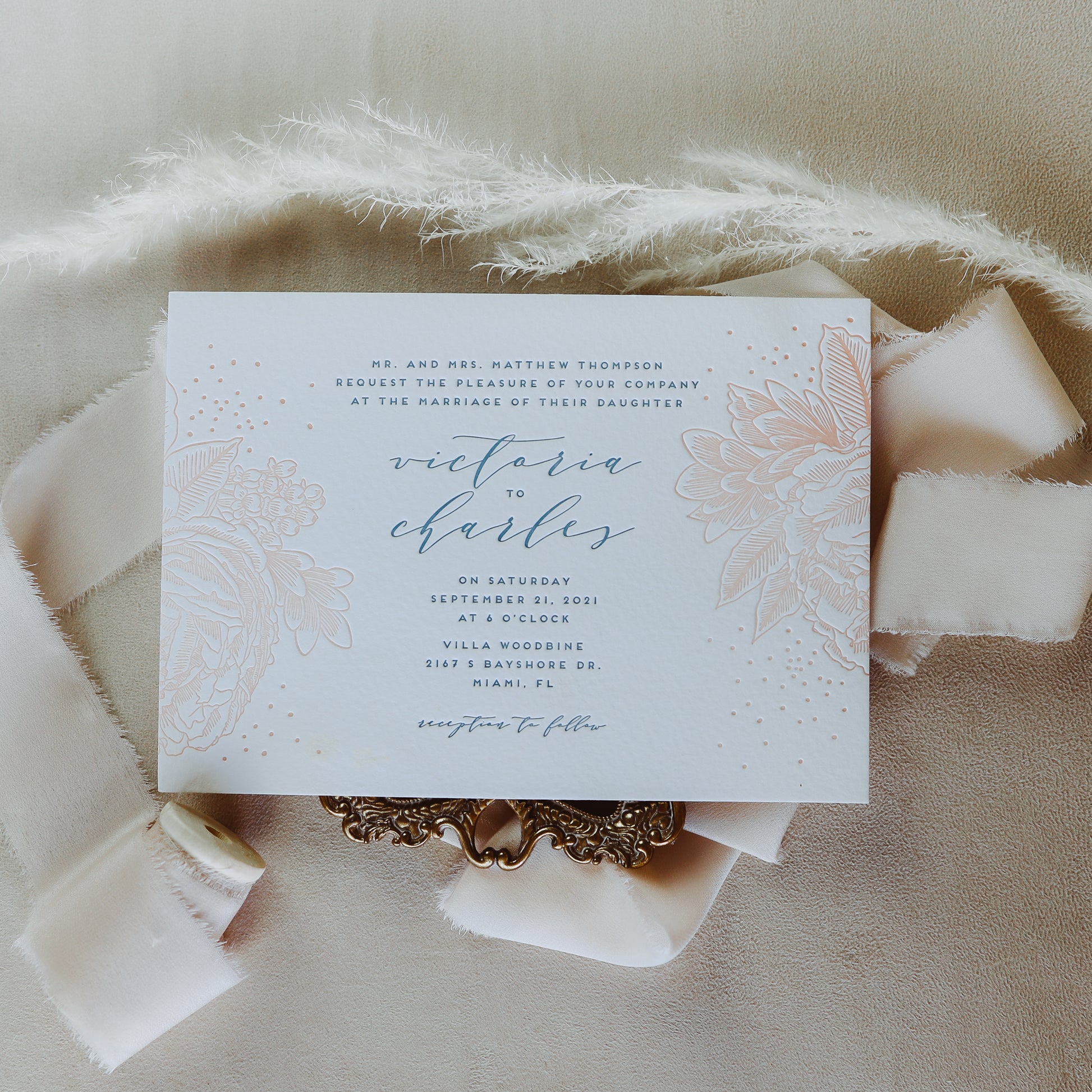 Silk ribbon for styling wedding invitations