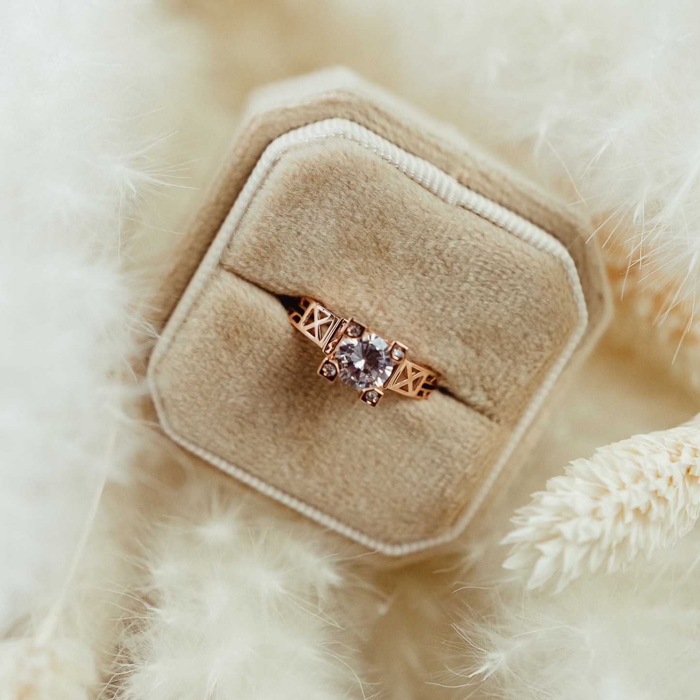 Soft Velvet Ring Box for Wedding Ceremony that Beautifully Holds 1 or 2 Wedding Bands or Engagement Ring