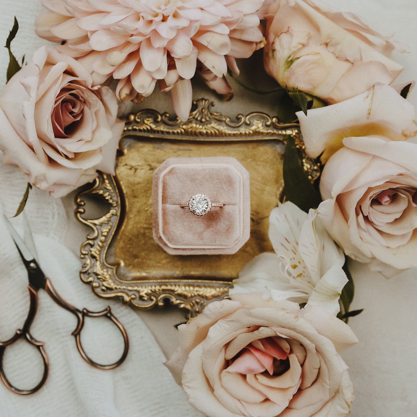 Pink Velvet Ring Box for Wedding Ceremony and Marriage Proposal