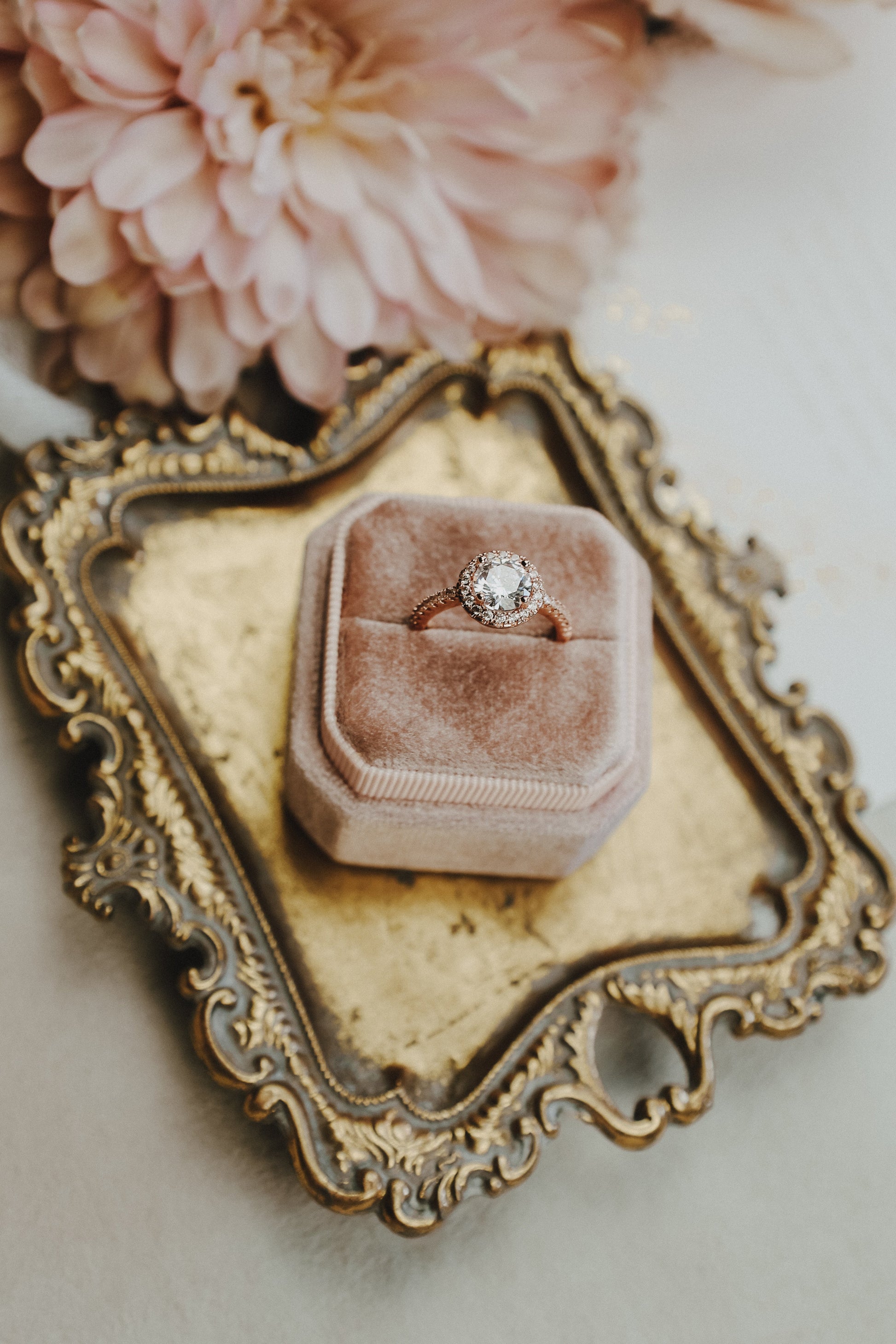Wedding Photographer Styling Tray for Wedding Rings Flat Lay Detail Photos Vintage Style Gold Finish