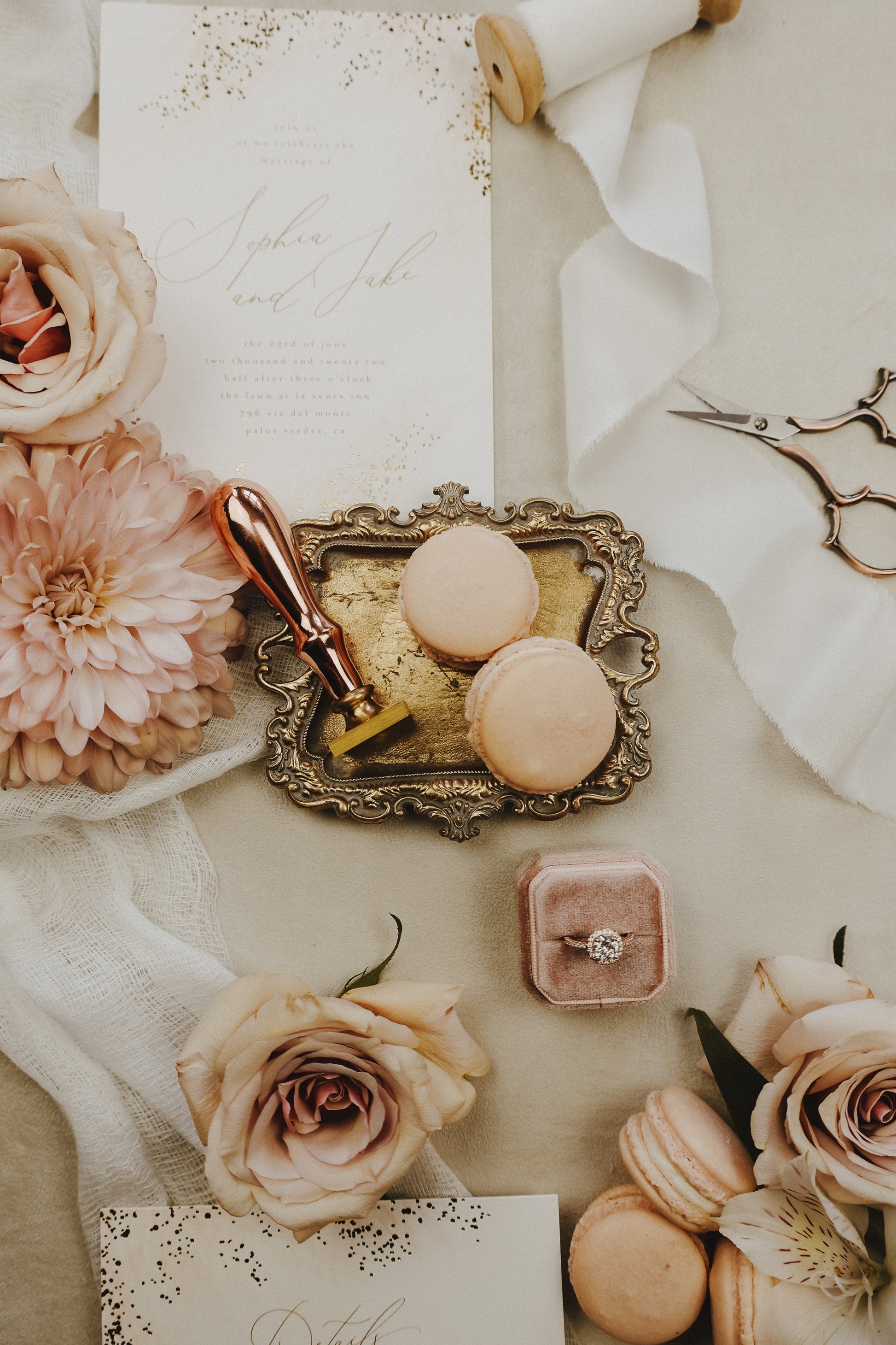 Flat Lay Styling Tray for Wedding Photographers in Vintage Gold Finish