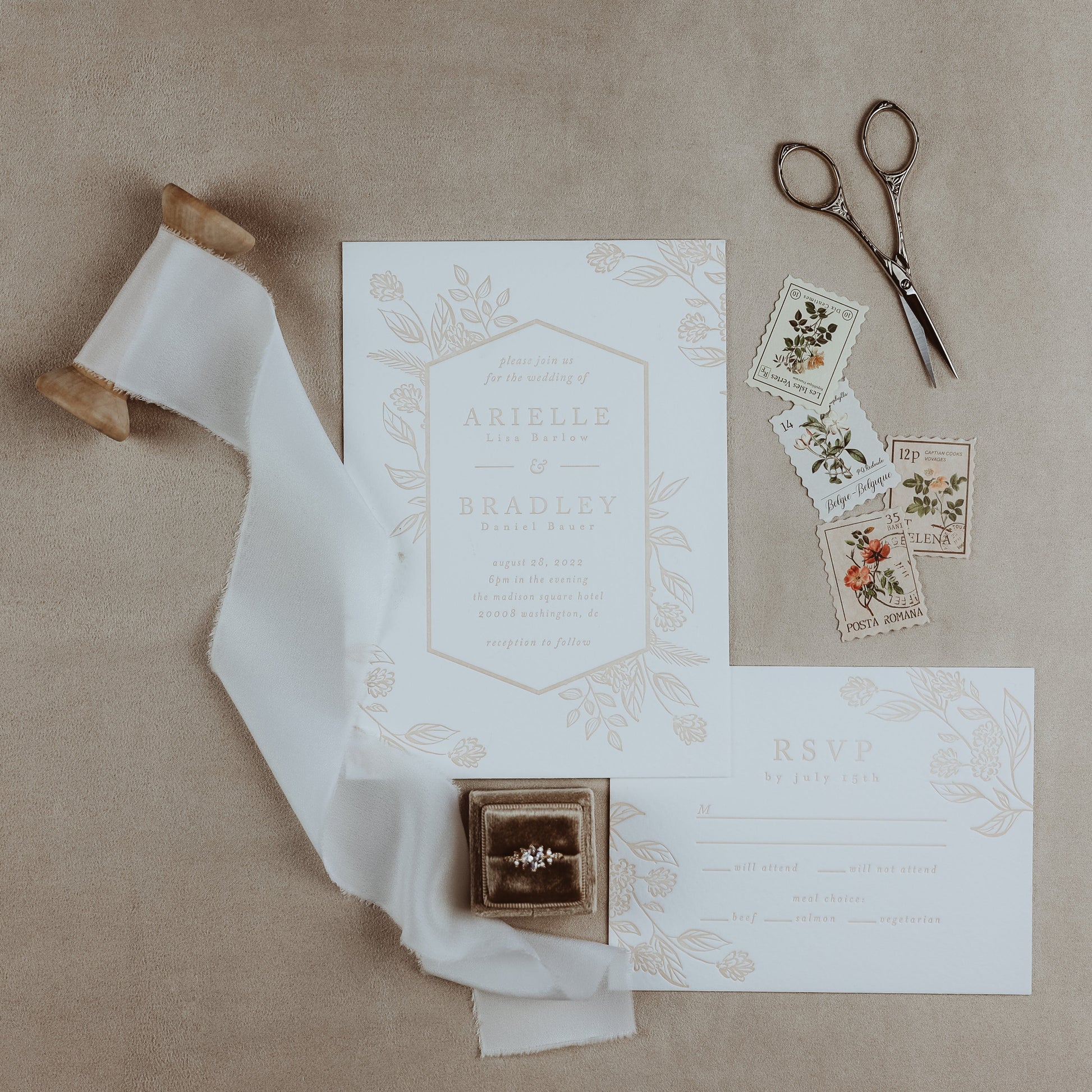 Square Velvet Ring Box for Flat Lay Photography and Wedding Detail Photos
