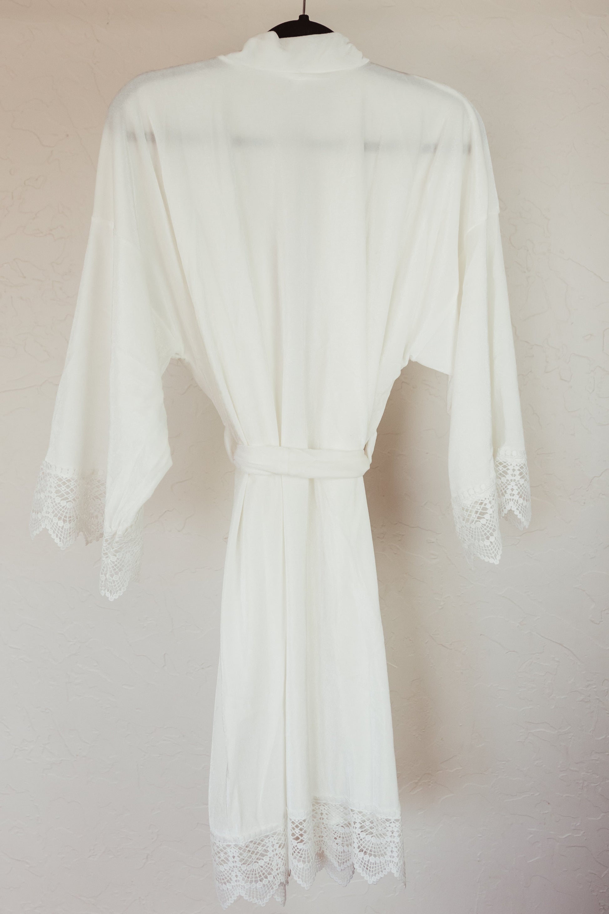 Back of White Getting Ready Robe for the Bride in Velvet Fabric