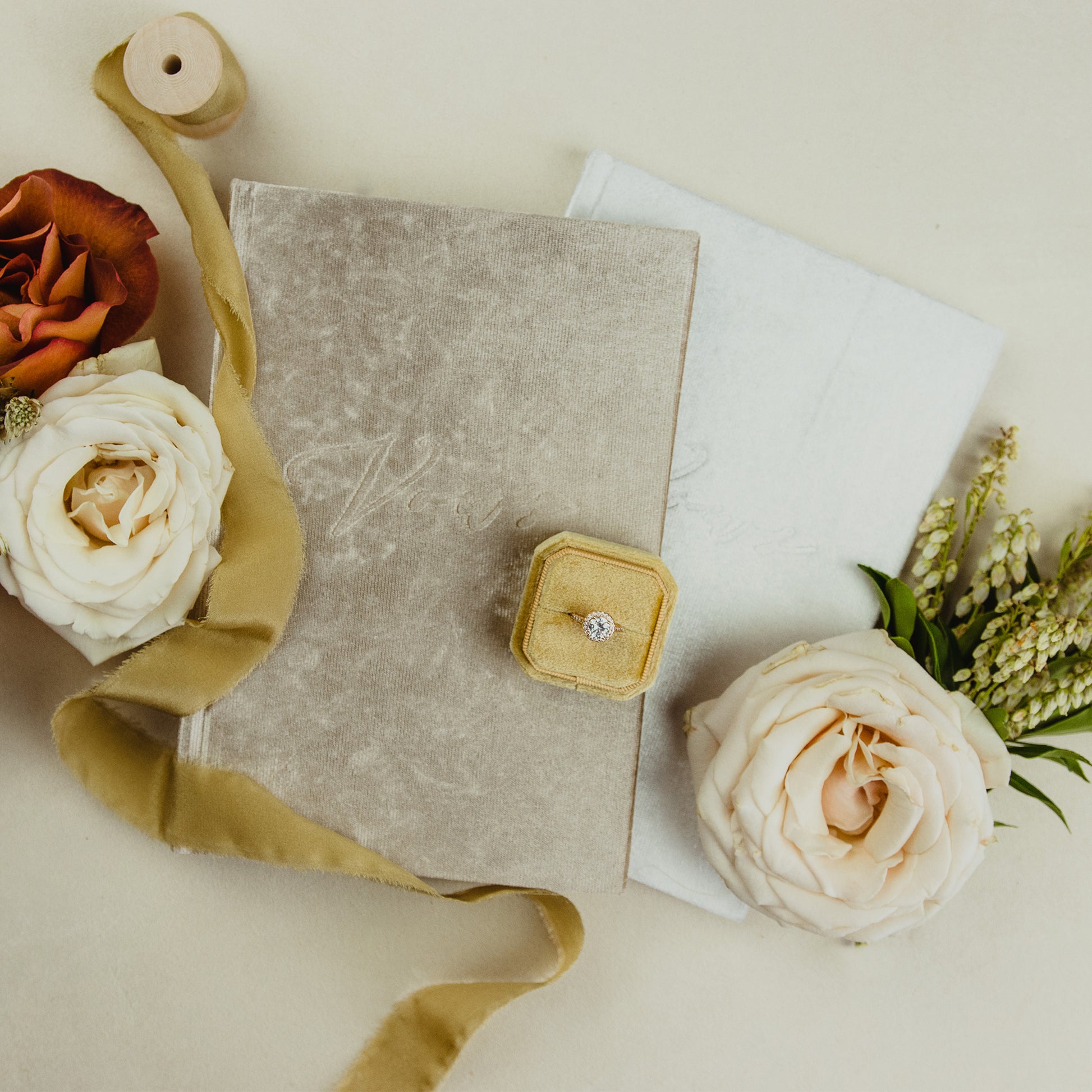 Set of Velvet Books for Writing Wedding Vows