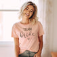 Bridesmaid Shirt for Bachelorette Party in Peach with Team Bride